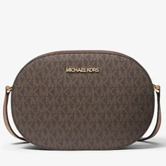 Michael Kors Brown Logo Crossbody Bag Jet Set Travel - Picture 3 of 16